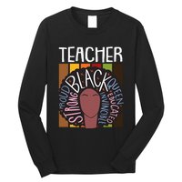 Teacher Thanksgiving Day Retro Afro Queen Black History Long Sleeve Shirt