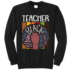 Teacher Thanksgiving Day Retro Afro Queen Black History Sweatshirt