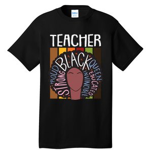 Teacher Thanksgiving Day Retro Afro Queen Black History Tall T-Shirt