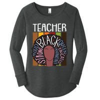 Teacher Thanksgiving Day Retro Afro Queen Black History Women's Perfect Tri Tunic Long Sleeve Shirt