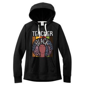 Teacher Thanksgiving Day Retro Afro Queen Black History Women's Fleece Hoodie