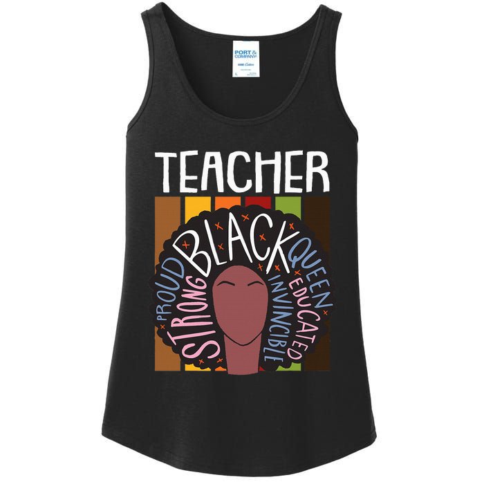 Teacher Thanksgiving Day Retro Afro Queen Black History Ladies Essential Tank