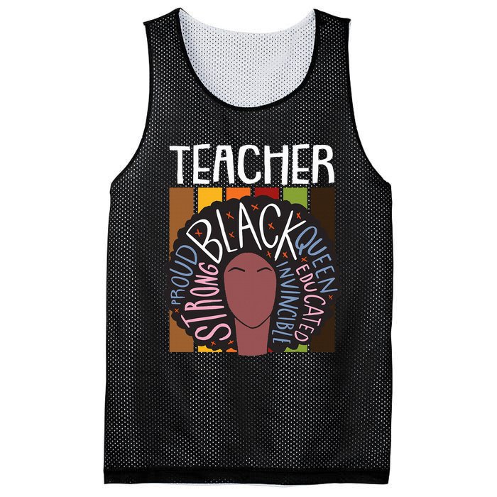 Teacher Thanksgiving Day Retro Afro Queen Black History Mesh Reversible Basketball Jersey Tank