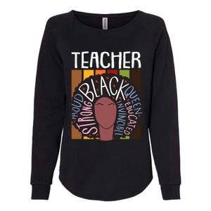 Teacher Thanksgiving Day Retro Afro Queen Black History Womens California Wash Sweatshirt