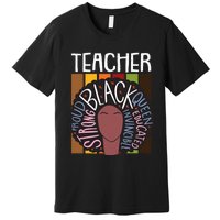 Teacher Thanksgiving Day Retro Afro Queen Black History Premium T-Shirt