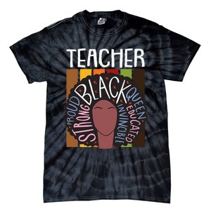 Teacher Thanksgiving Day Retro Afro Queen Black History Tie-Dye T-Shirt