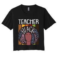 Teacher Thanksgiving Day Retro Afro Queen Black History Women's Crop Top Tee