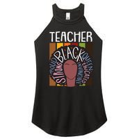 Teacher Thanksgiving Day Retro Afro Queen Black History Women's Perfect Tri Rocker Tank