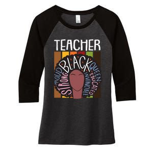 Teacher Thanksgiving Day Retro Afro Queen Black History Women's Tri-Blend 3/4-Sleeve Raglan Shirt