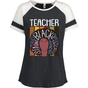 Teacher Thanksgiving Day Retro Afro Queen Black History Enza Ladies Jersey Colorblock Tee