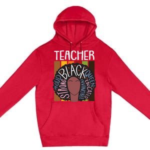 Teacher Thanksgiving Day Retro Afro Queen Black History Premium Pullover Hoodie