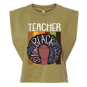 Teacher Thanksgiving Day Retro Afro Queen Black History Garment-Dyed Women's Muscle Tee