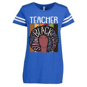 Teacher Thanksgiving Day Retro Afro Queen Black History Enza Ladies Jersey Football T-Shirt