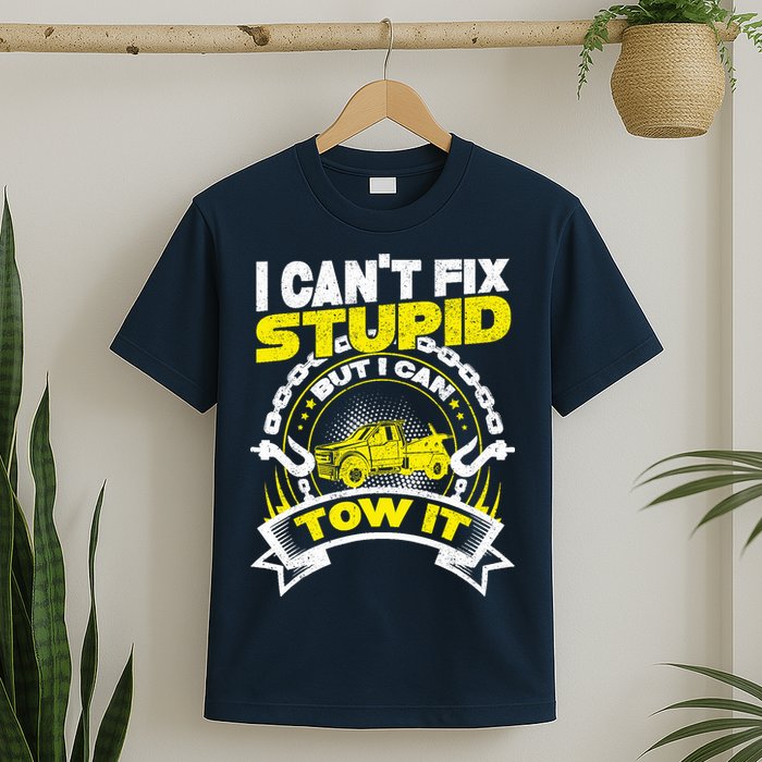 Tow Truck Driver Wrecker I CanT Fix Stupid But I Can Tow It T-Shirt
