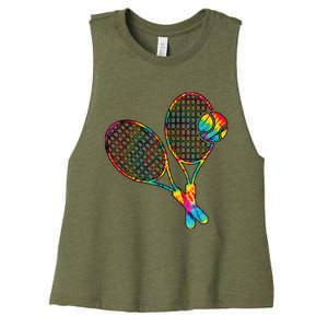 Tennis Tie Dye Rainbow Boy Teenage Girl Cool Women's Racerback Cropped Tank