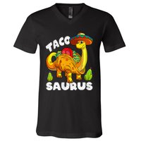 Tacosaurus Taco Dinosaur Funny Dino Cinco De Mayo Mexican V-Neck T-Shirt