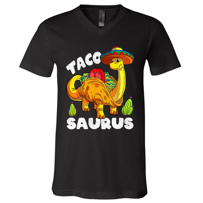 Tacosaurus Taco Dinosaur Funny Dino Cinco De Mayo Mexican V-Neck T-Shirt