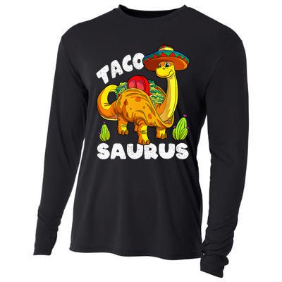 Tacosaurus Taco Dinosaur Funny Dino Cinco De Mayo Mexican Cooling Performance Long Sleeve Crew