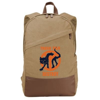 Trash Talk Destroy Black Cat Cotton Canvas Backpack