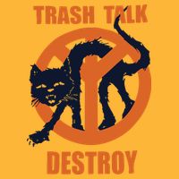 Trash Talk Destroy Black Cat Pom Pom 12in Knit Beanie