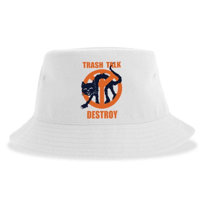 Trash Talk Destroy Black Cat Sustainable Bucket Hat