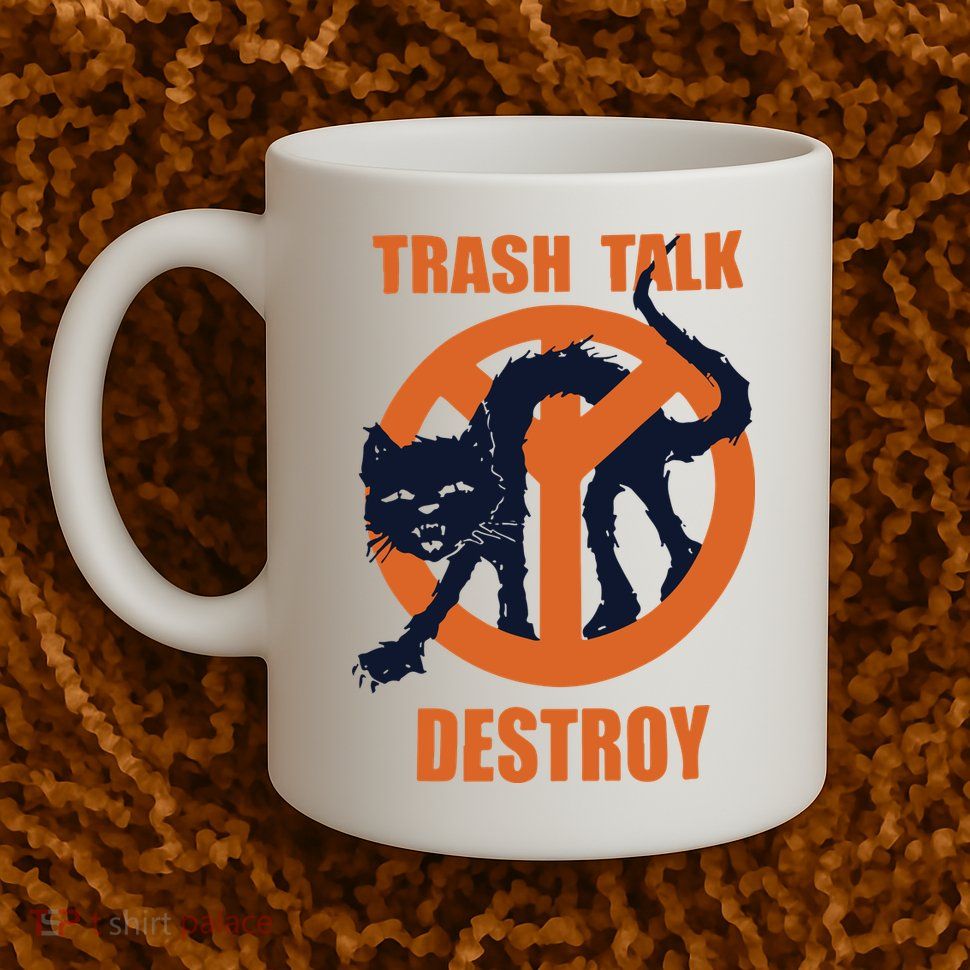 Trash Talk Destroy Black Cat Mug