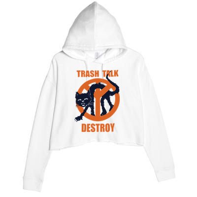 Trash Talk Destroy Black Cat Crop Fleece Hoodie