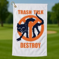 Trash Talk Destroy Black Cat Golf Towel