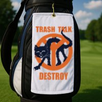 Trash Talk Destroy Black Cat Golf Towel
