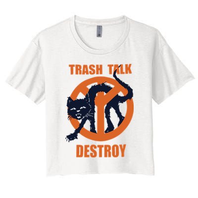 Trash Talk Destroy Black Cat Crop Top
