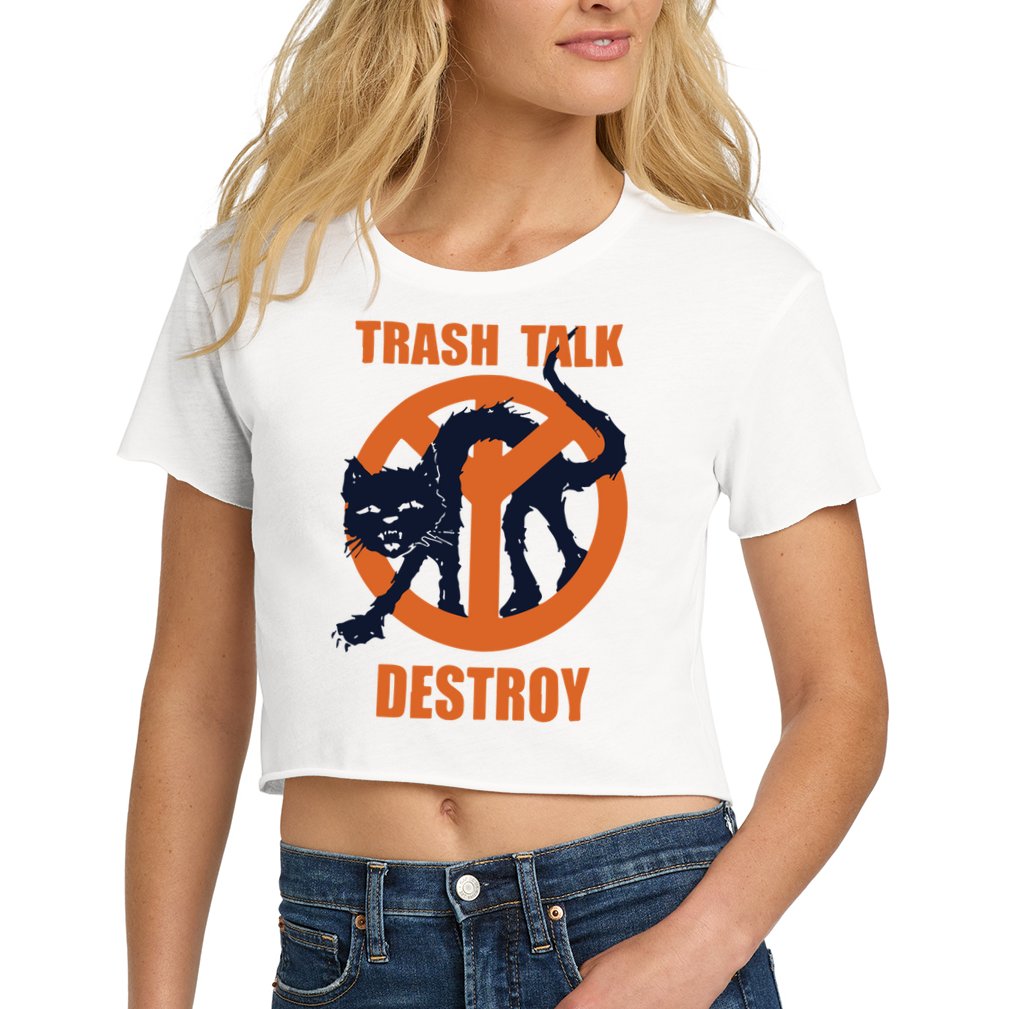 Trash Talk Destroy Black Cat Crop Top