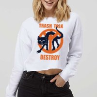 Trash Talk Destroy Black Cat Cropped Pullover Crew