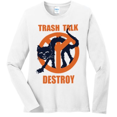 Trash Talk Destroy Black Cat Ladies Long Sleeve Shirt