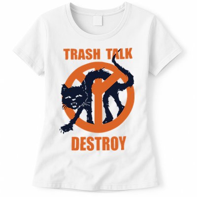 Trash Talk Destroy Black Cat Womens T-Shirt