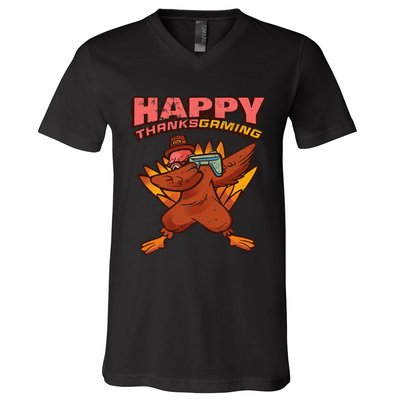 Thanksgiving Turkey Dab Dance V-Neck T-Shirt