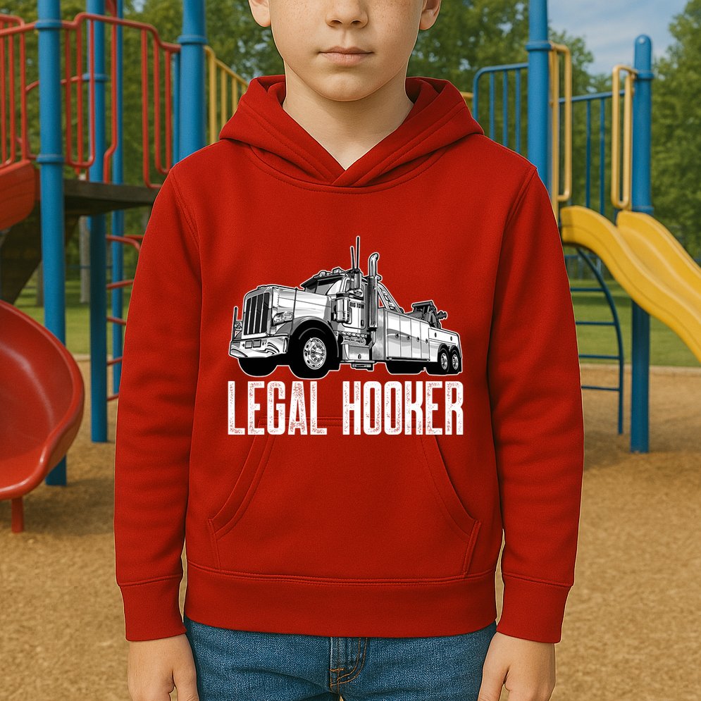 Tow Truck Driver Legal Hooker Funny Big Wrecker Kids Hoodie