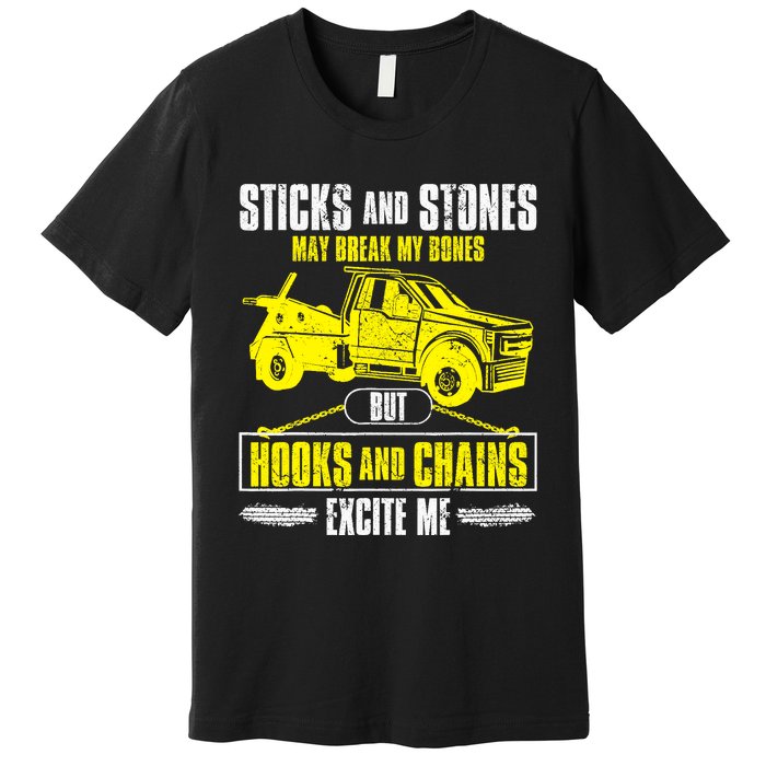 Tow Truck Driver Breakdown Lorry Thin Yellow Line Trucker Premium T-Shirt