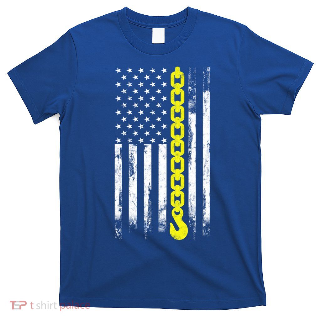 Tow Truck Driver Thin Yellow Line Usa Flag Gift Towing Dad Gift T-Shirt