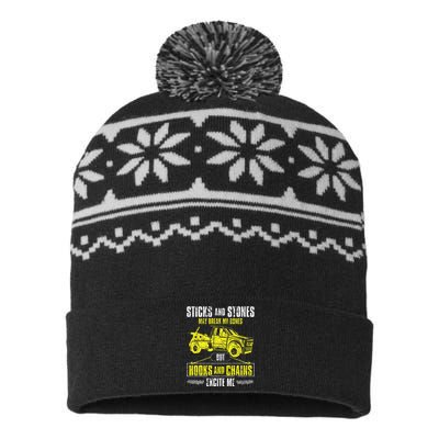 Tow Truck Driver Breakdown Lorry Thin Yellow Line Trucker USA-Made Snowflake Beanie