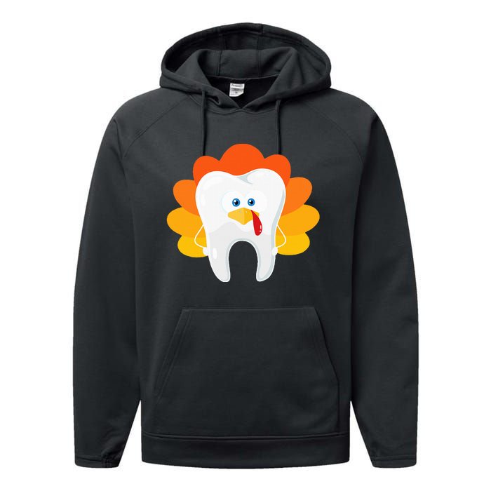 Thanksgiving Tooth Dental Hygiene Dentist Performance Fleece Hoodie