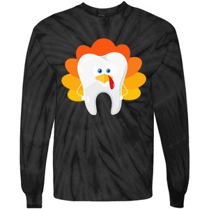 Thanksgiving Tooth Dental Hygiene Dentist Tie-Dye Long Sleeve Shirt