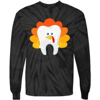 Thanksgiving Tooth Dental Hygiene Dentist Tie-Dye Long Sleeve Shirt