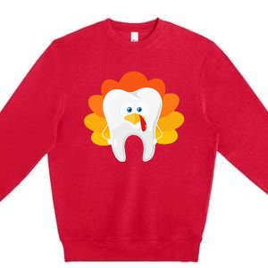 Thanksgiving Tooth Dental Hygiene Dentist Premium Crewneck Sweatshirt