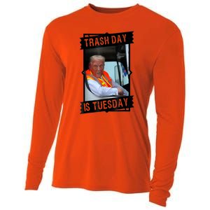 Truck Trash Day Is Tuesday Trump Garbage Gift Cooling Performance Long Sleeve Crew