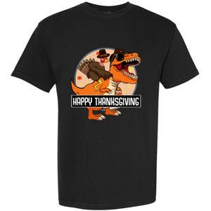 Thanksgiving Turkey Dinosaur Ride Fun and Cool Holiday Garment-Dyed Heavyweight T-Shirt