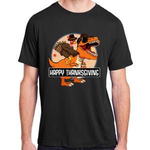 Thanksgiving Turkey Dinosaur Ride Fun and Cool Holiday Adult ChromaSoft Performance T-Shirt