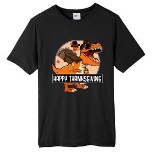 Thanksgiving Turkey Dinosaur Ride Fun and Cool Holiday Tall Fusion ChromaSoft Performance T-Shirt