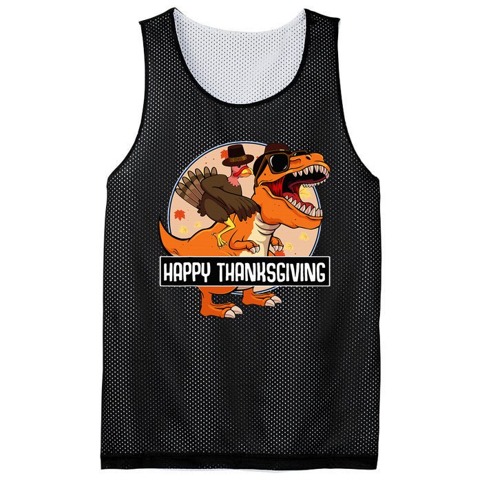 Thanksgiving Turkey Dinosaur Ride Fun and Cool Holiday Mesh Reversible Basketball Jersey Tank