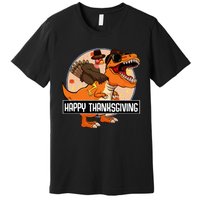 Thanksgiving Turkey Dinosaur Ride Fun and Cool Holiday Premium T-Shirt