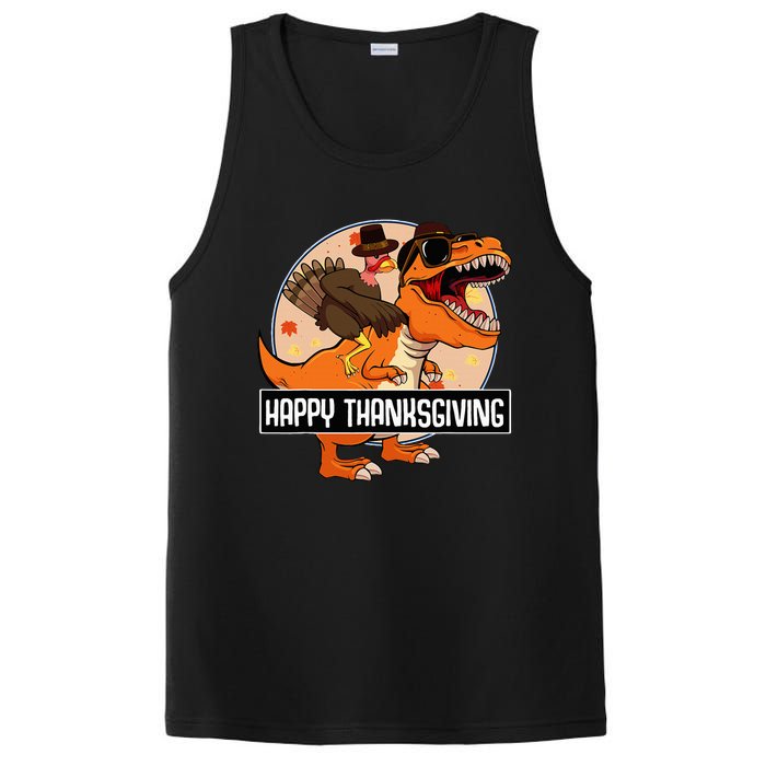 Thanksgiving Turkey Dinosaur Ride Fun and Cool Holiday PosiCharge Competitor Tank